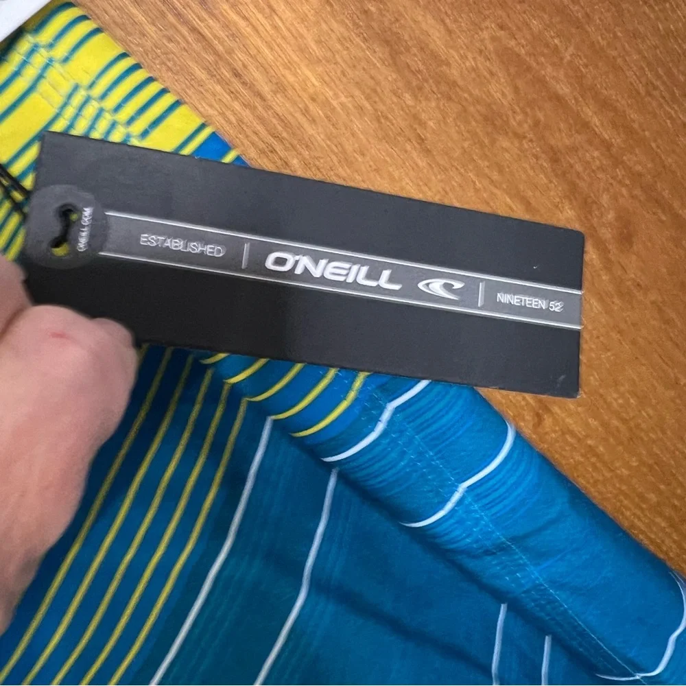 NEW O'NEILL sz 28 blue yellow‎ stripe GRENADA board shorts swim stretch
